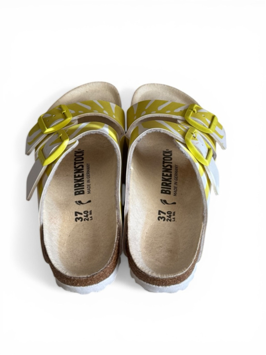 Birkenstock Arizona Monstera White/Lime Sour Birko-Flor Sandals EU 37 US 6 - Picture 7 of 9